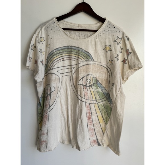 Magnolia Pearl Tops - Magnolia Pearl Rainbow Vision Dylan Tee Oversized Short Sleeve Glasses Stars Art